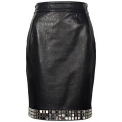 Vintage MOSCHINO Mirror Applique Leather Skirt