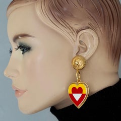 Orecchini pendenti d'epoca di Moschino Mondrian Heart Novelty