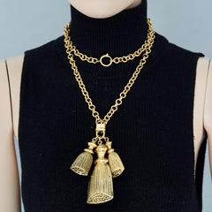 Vintage MOSCHINO Multi Tassel Gold Tone Pendant Necklace