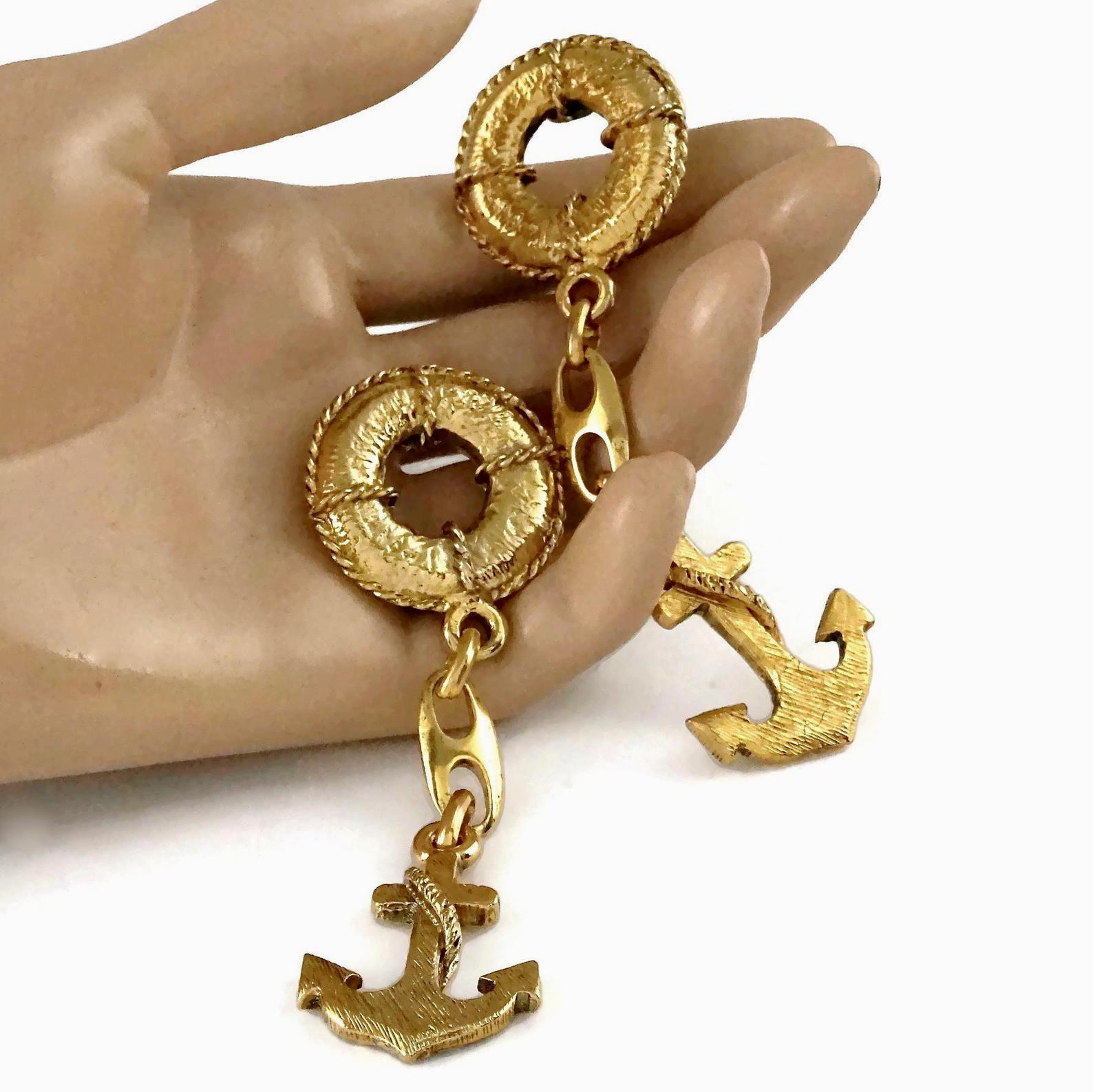 Vintage MOSCHINO Nautical Anchor Wheel Novelty Earrings 3