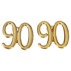 Vintage MOSCHINO Numeral 90 Gold Tone Novelty Earrings