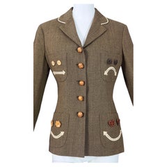 Vintage MOSCHINO "Nuts About You" Nut Buttons Facial Expression Jacket