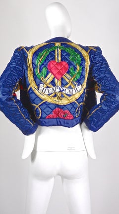 Vintage MOSCHINO Peace and Love Nautical Print Quilted Jacket