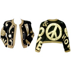 MOSCHINO PEACE and LOVE Passementerie - Vintage - Garnitures métalliques en cuir noir et or J