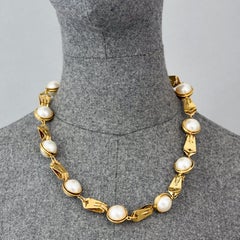 Vintage MOSCHINO Boucles d'oreilles perles à pince A Link Collier Novelty