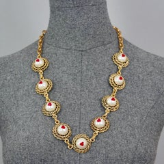 Vintage MOSCHINO Pearl Heart Link Novelty Necklace