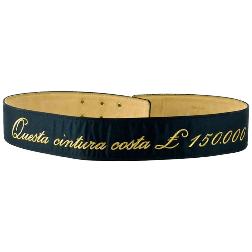 Pre-owned Moschino Vintage "questa Cintura Costa 150000 Pounds" Fun Novelty Belt In Black