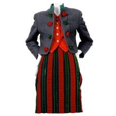 Vintage MOSCHINO Quirky Christmas Velvet Skirt Jacket Suit