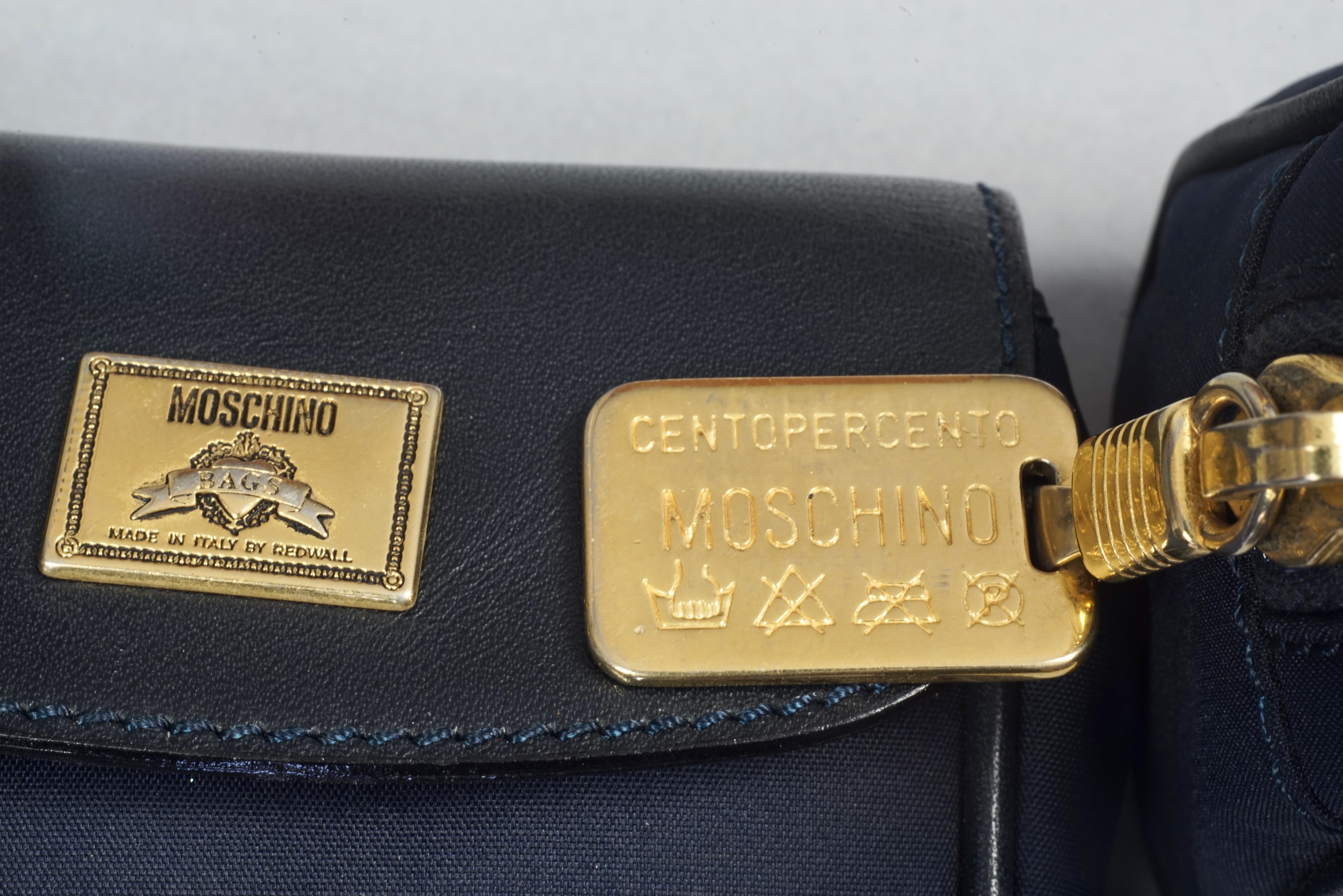 Vintage MOSCHINO REDWALL 3 Purses Navy Blue Belt Bag For Sale 2