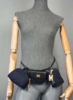 Vintage MOSCHINO REDWALL 3 Purses Navy Blue Belt Bag