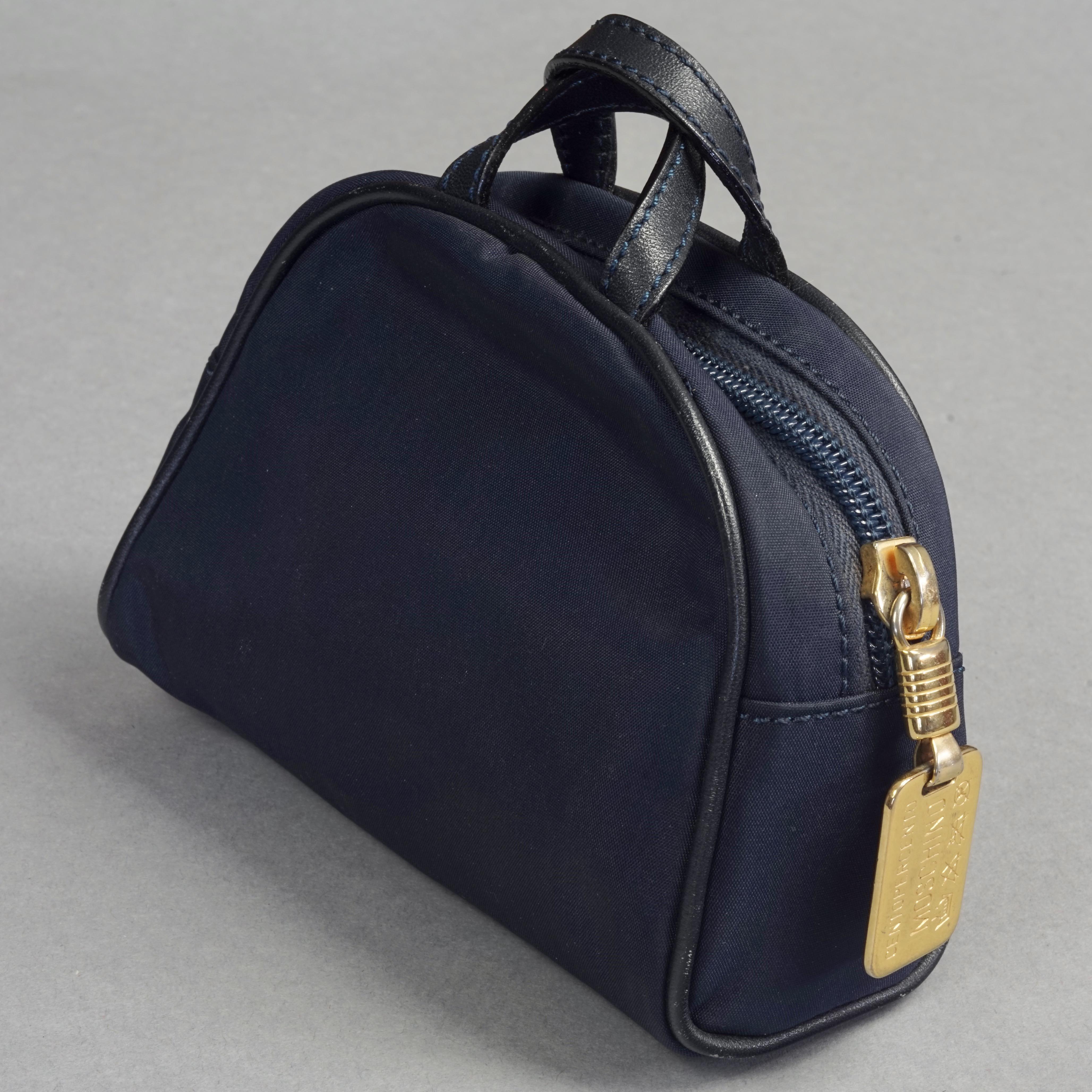 Black Vintage MOSCHINO REDWALL 3 Purses Navy Blue Belt Bag For Sale