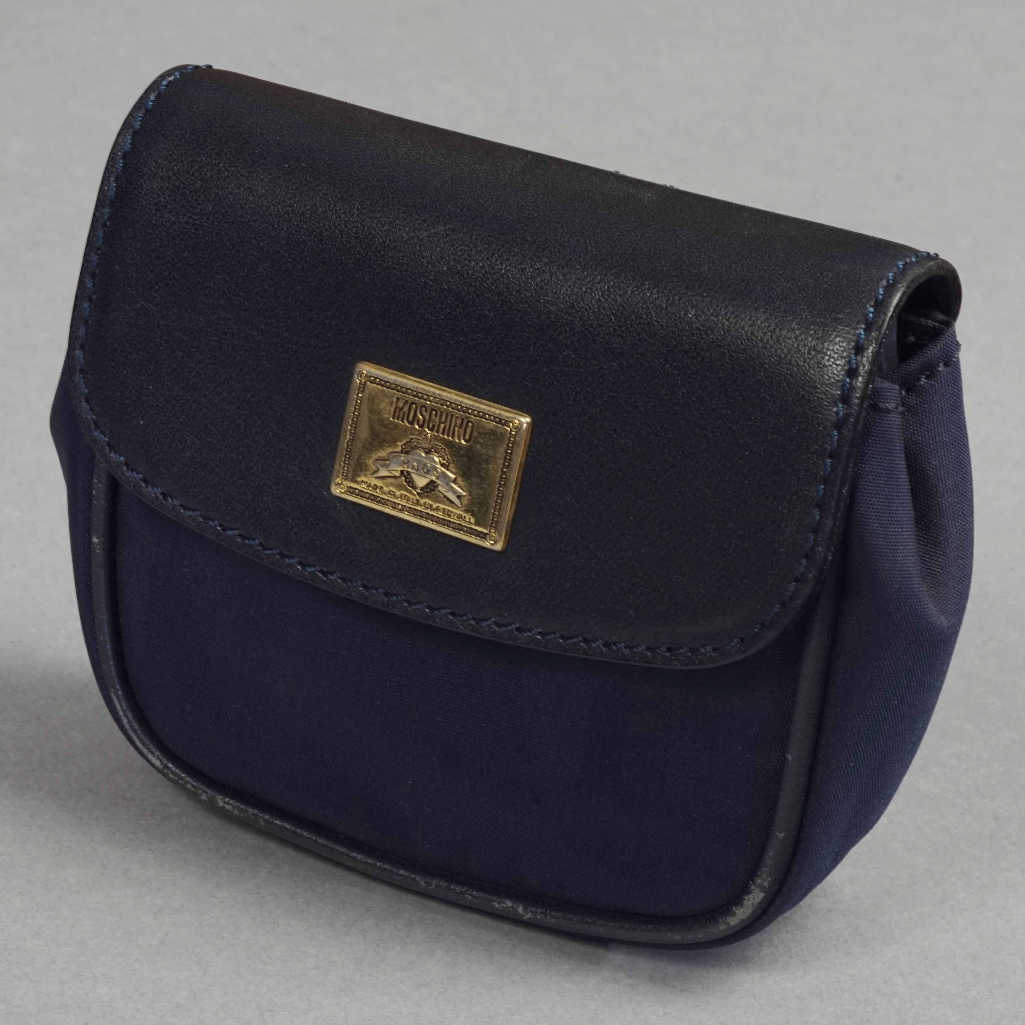 Vintage MOSCHINO REDWALL 3 Purses Navy Blue Belt Bag In Good Condition For Sale In Kingersheim, Alsace
