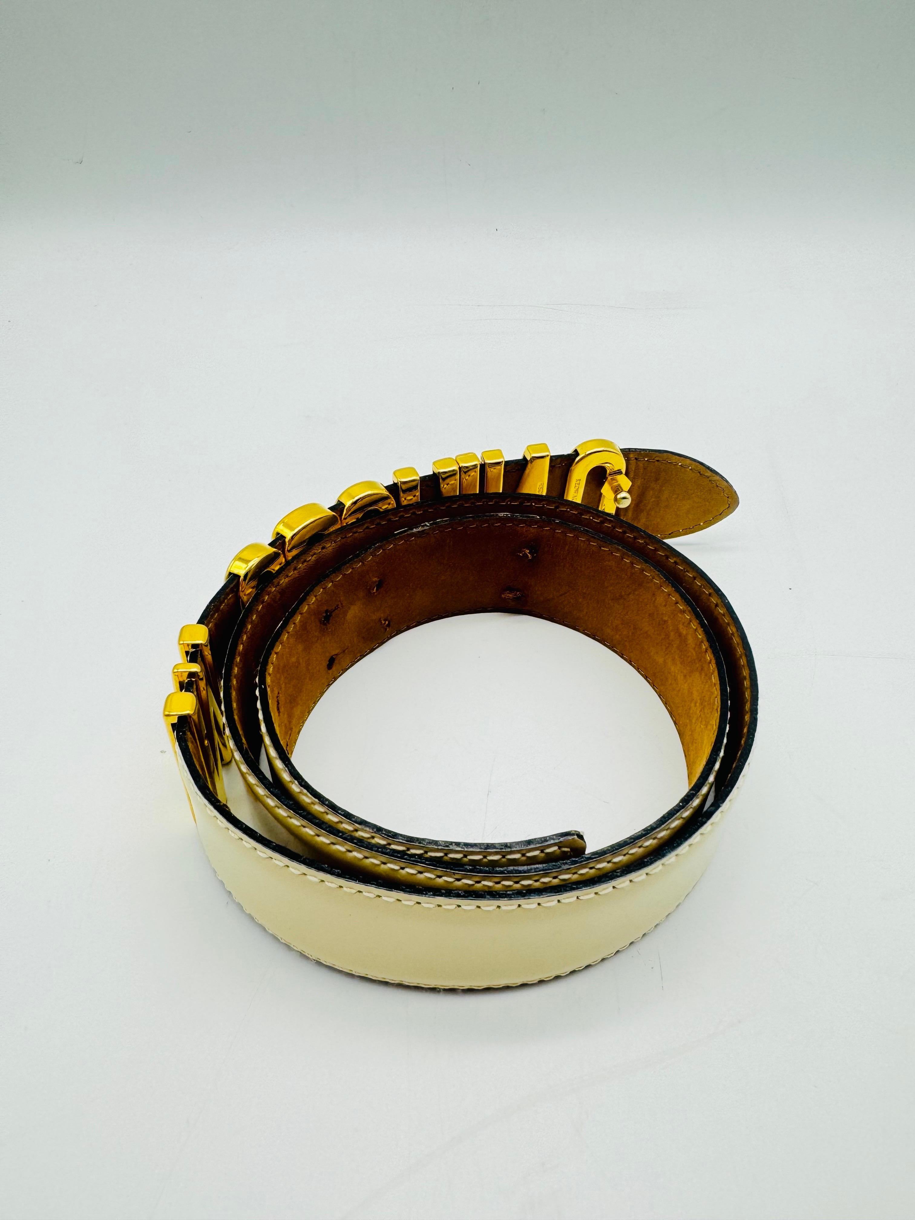 Brown Vintage Moschino Redwall belt classic gold For Sale