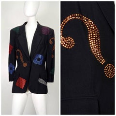Vintage MOSCHINO Rhinestone Studded Figural Novelty Blazer Jacket