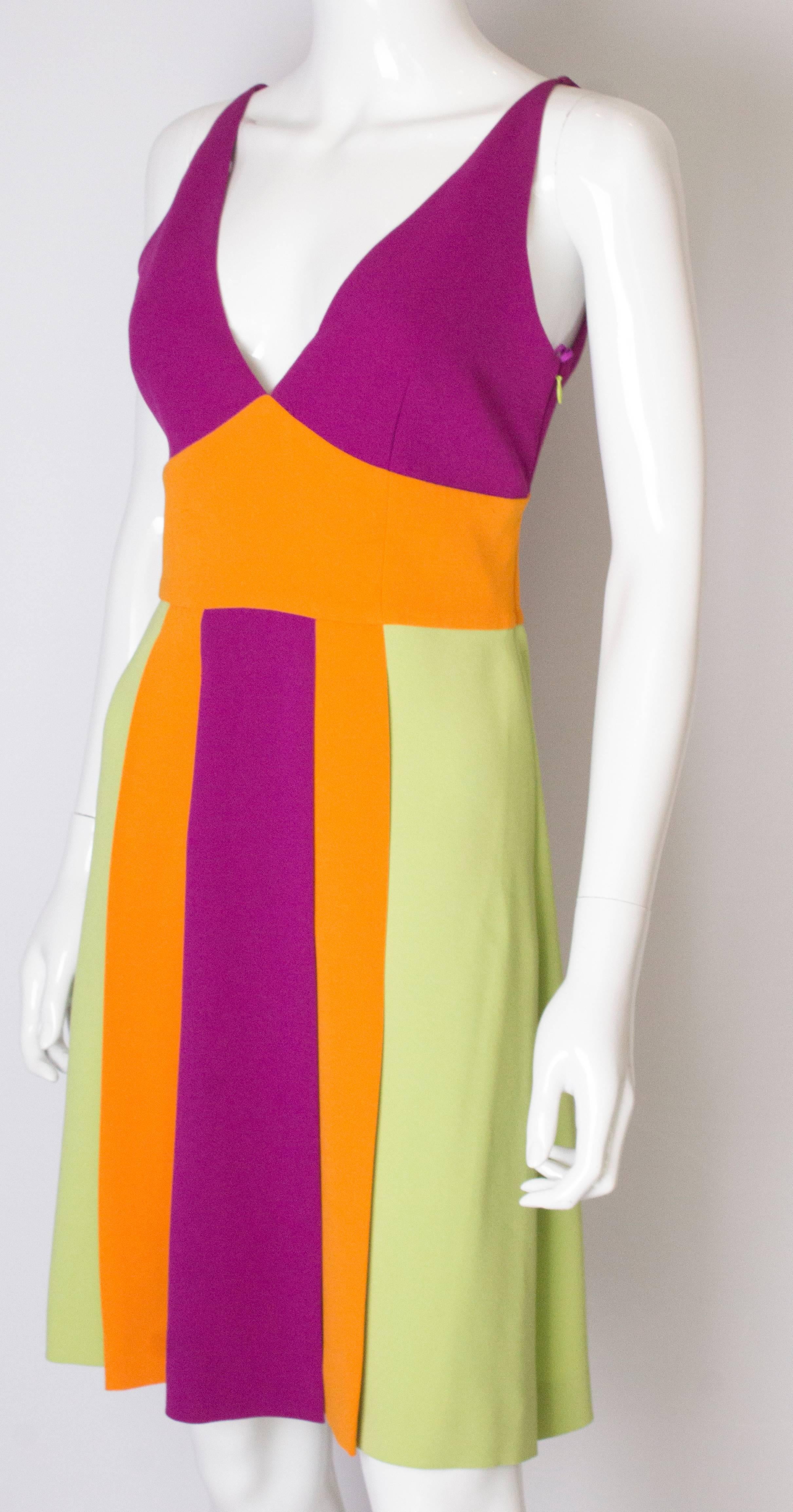 Vintage Moschino Multi Colour Runway Crepe Dress In Good Condition For Sale In London, GB