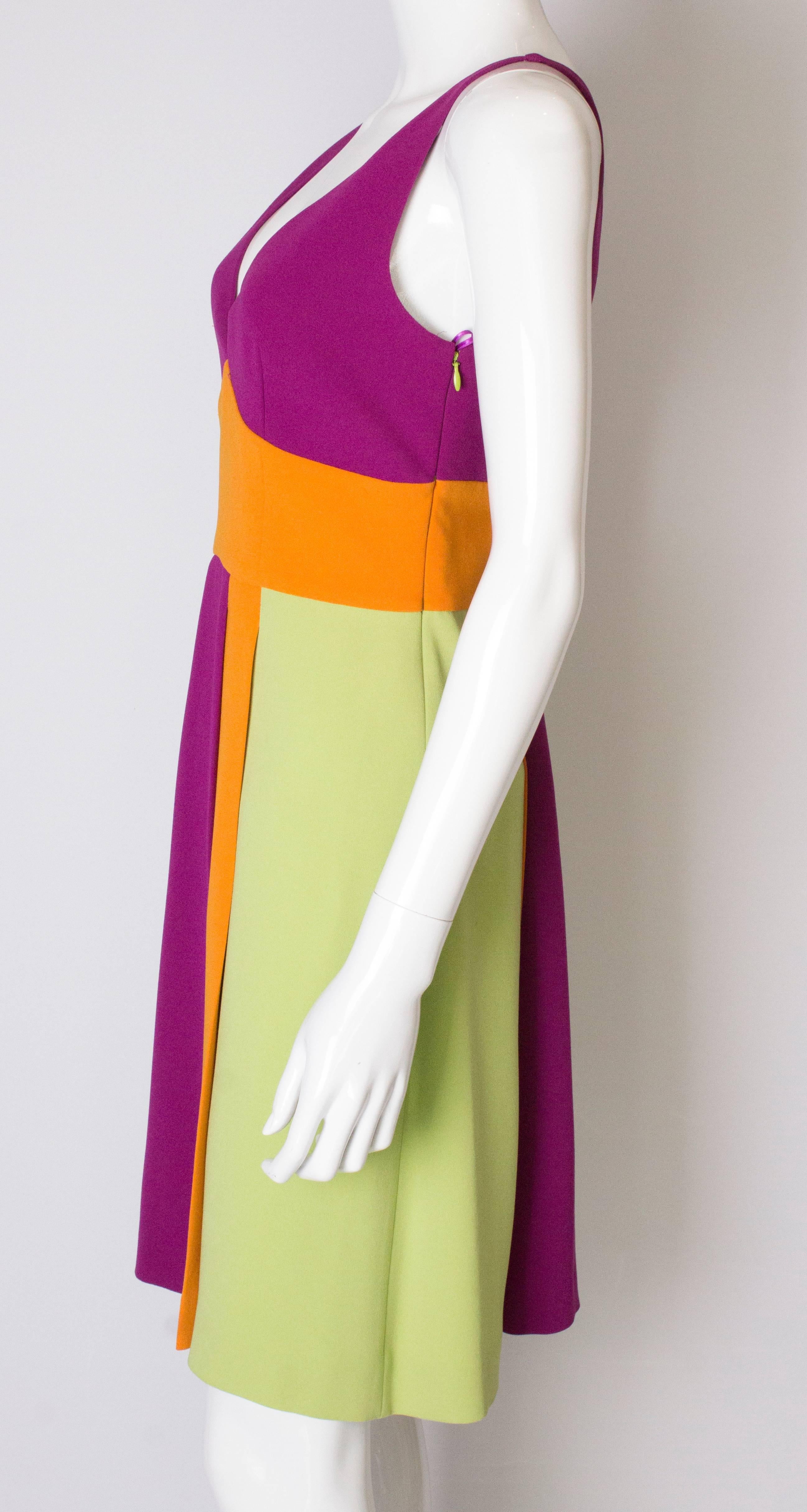 Vintage Moschino Multi Colour Runway Crepe Dress For Sale 1