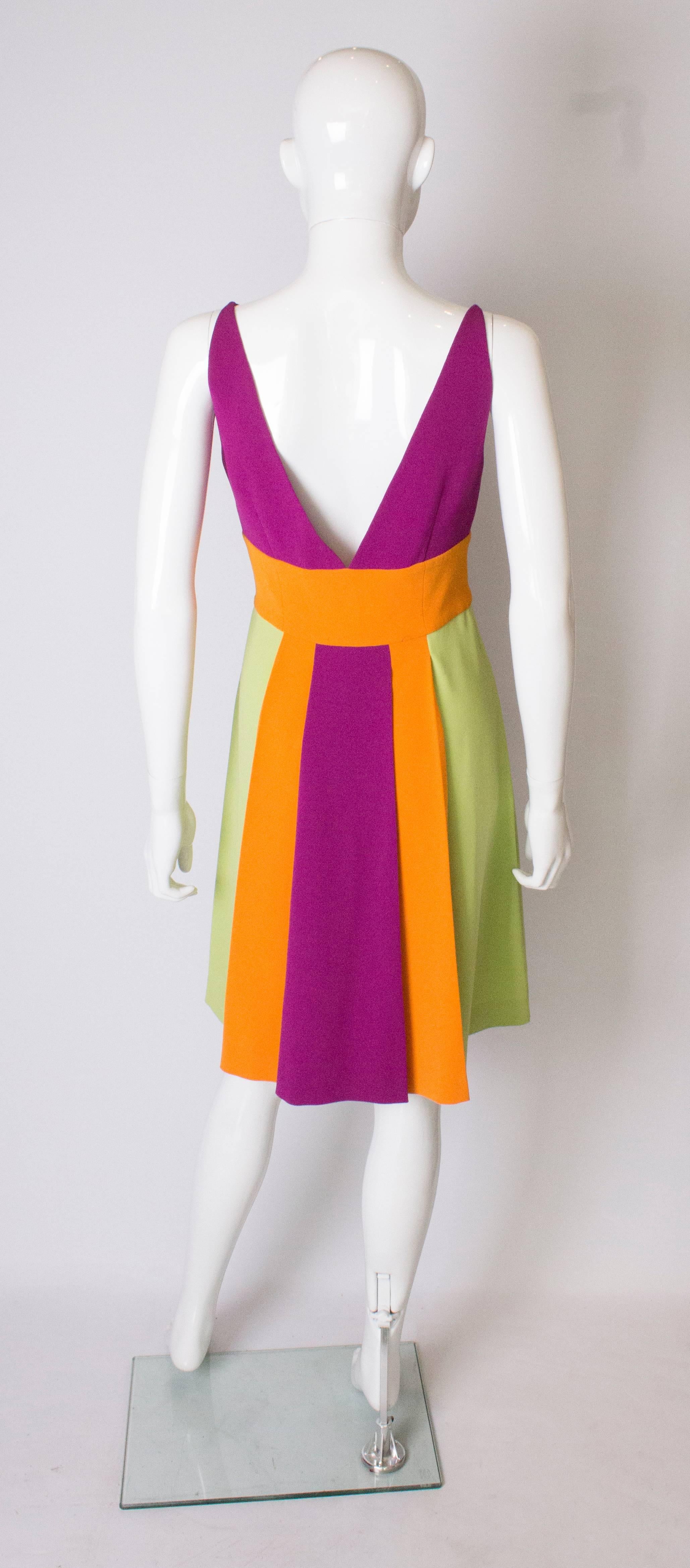 Vintage Moschino Multi Colour Runway Crepe Dress For Sale 2