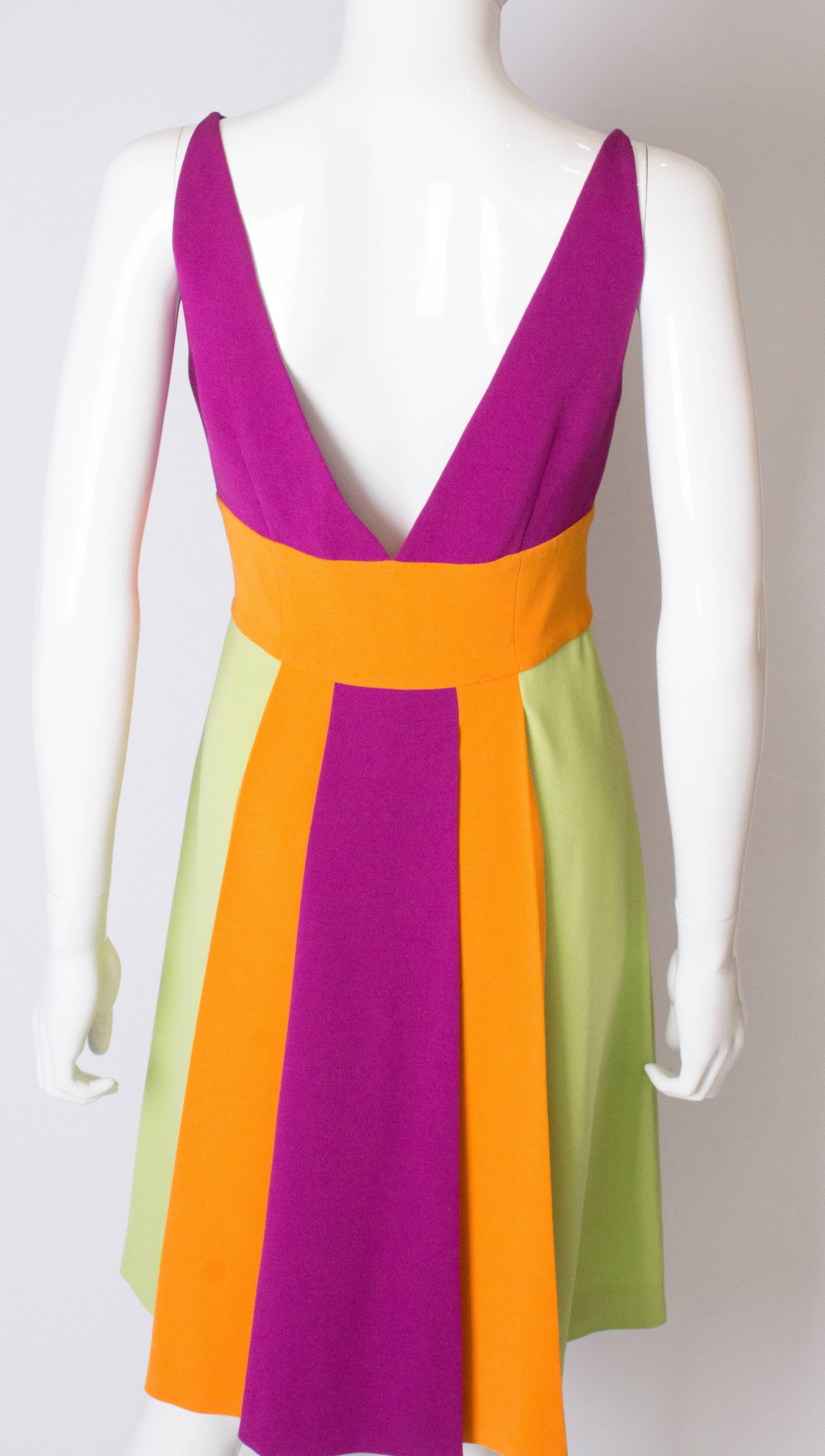 Vintage Moschino Multi Colour Runway Crepe Dress For Sale 3