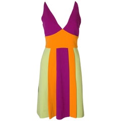 Vintage Moschino Vestido de crepé multicolor de pasarela