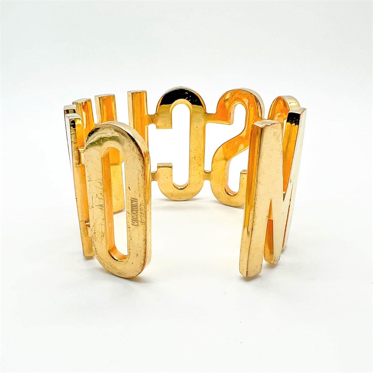 Vintage MOSCHINO Runway Statement Letter Cuff 1980s For Sale 3
