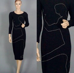 Vintage MOSCHINO Silhouette Profile Stitches Bodycon Dress