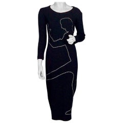 Vintage MOSCHINO Silhouette Profile Stitches Bodycon Dress