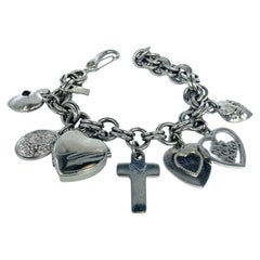Used Moschino SIlver Stainless Steel Charm Bracelet Y2K