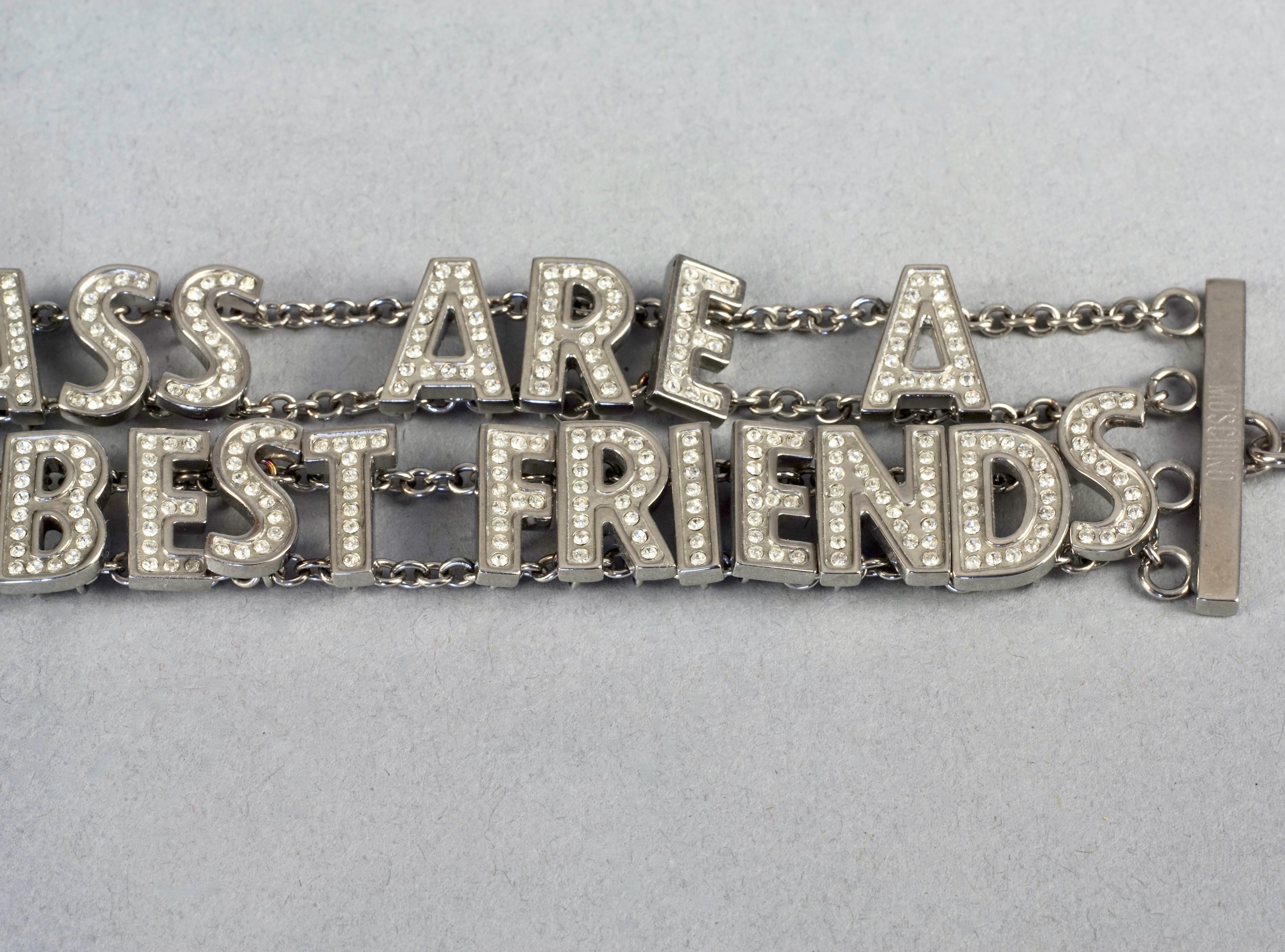 Women's Vintage MOSCHINO Strass Are A Girls Best Friend Rhinestone Novelty Bracelet For Sale