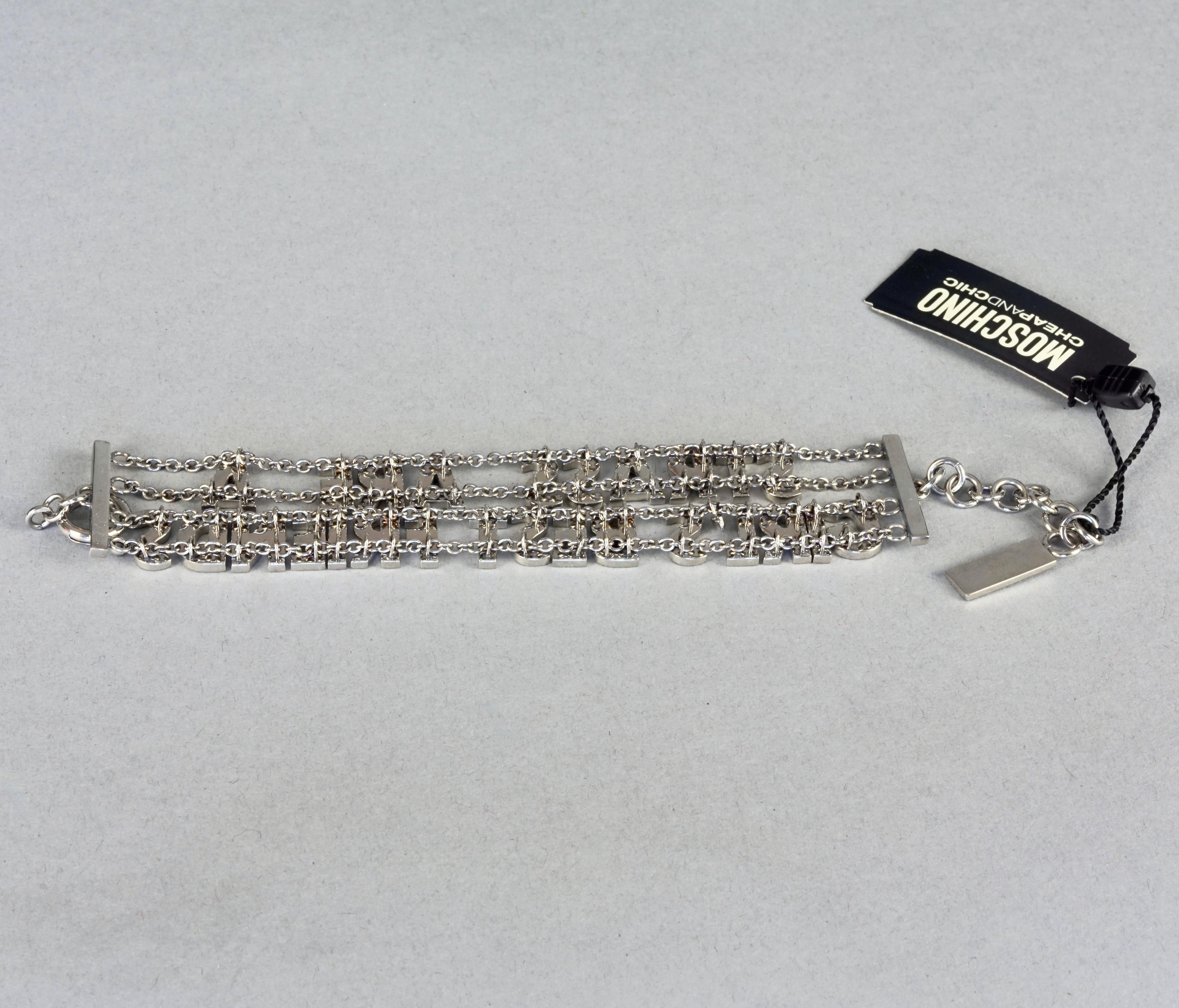 Vintage MOSCHINO Strass Are A Girls Best Friend Rhinestone Novelty Bracelet For Sale 3