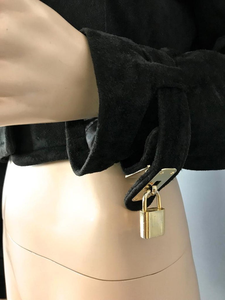 Vintage MOSCHINO Suede Novelty Padlock Jacket For Sale at 1stDibs