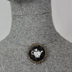Vintage MOSCHINO Teapot Beaded Novelty Brooch