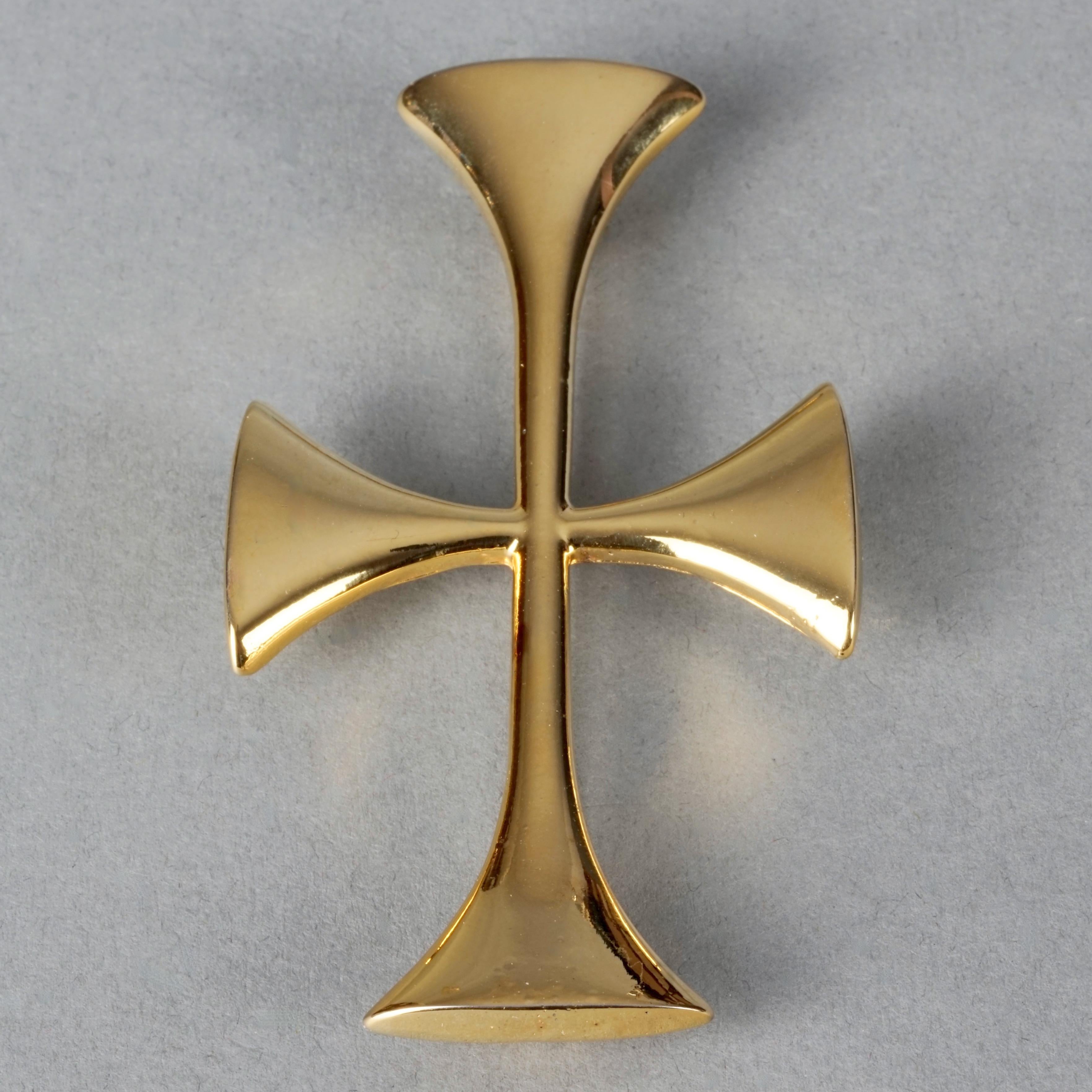 Women's or Men's Vintage MOSCHINO Templar Cross Novelty Brooch For Sale