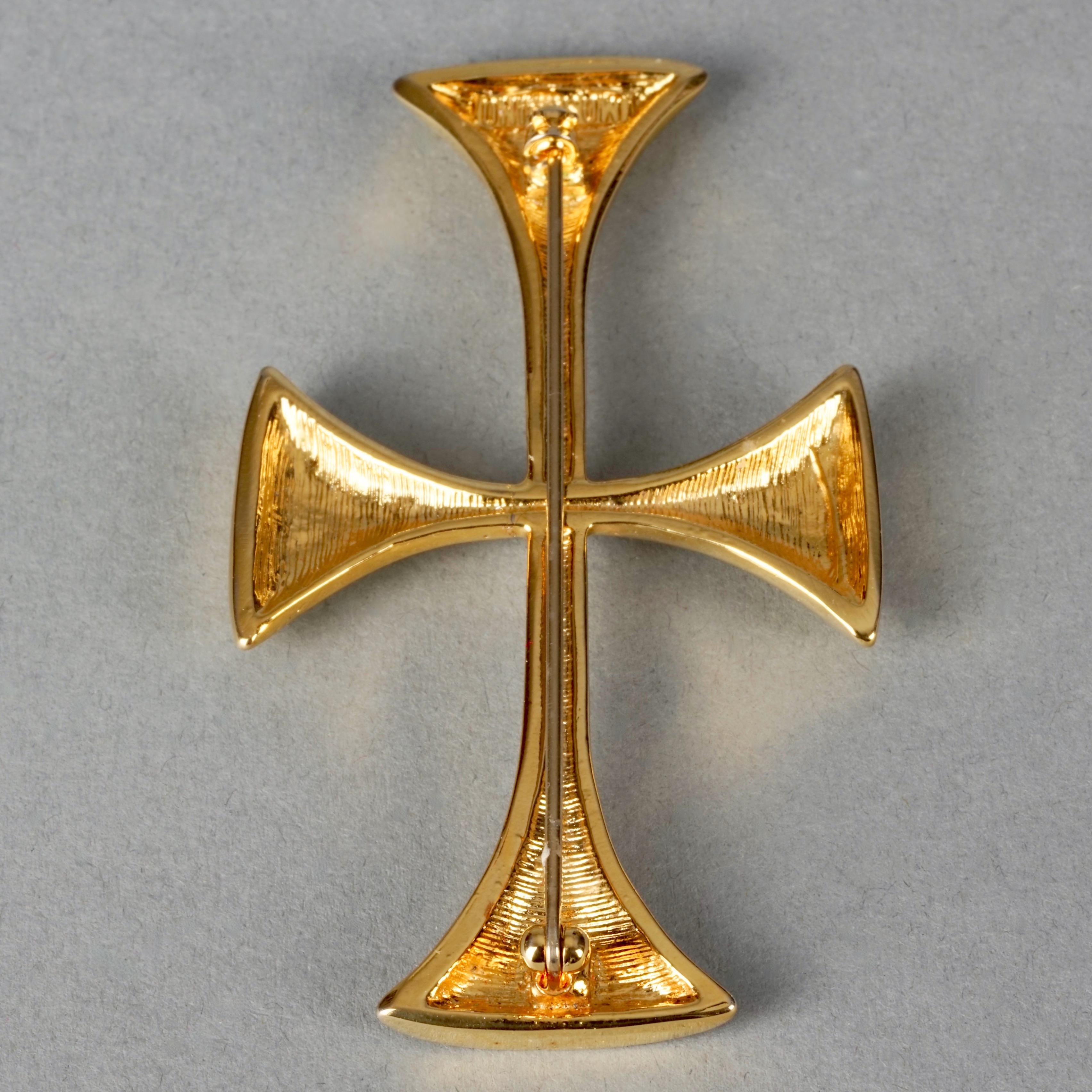 Vintage MOSCHINO Templar Cross Novelty Brooch For Sale 3