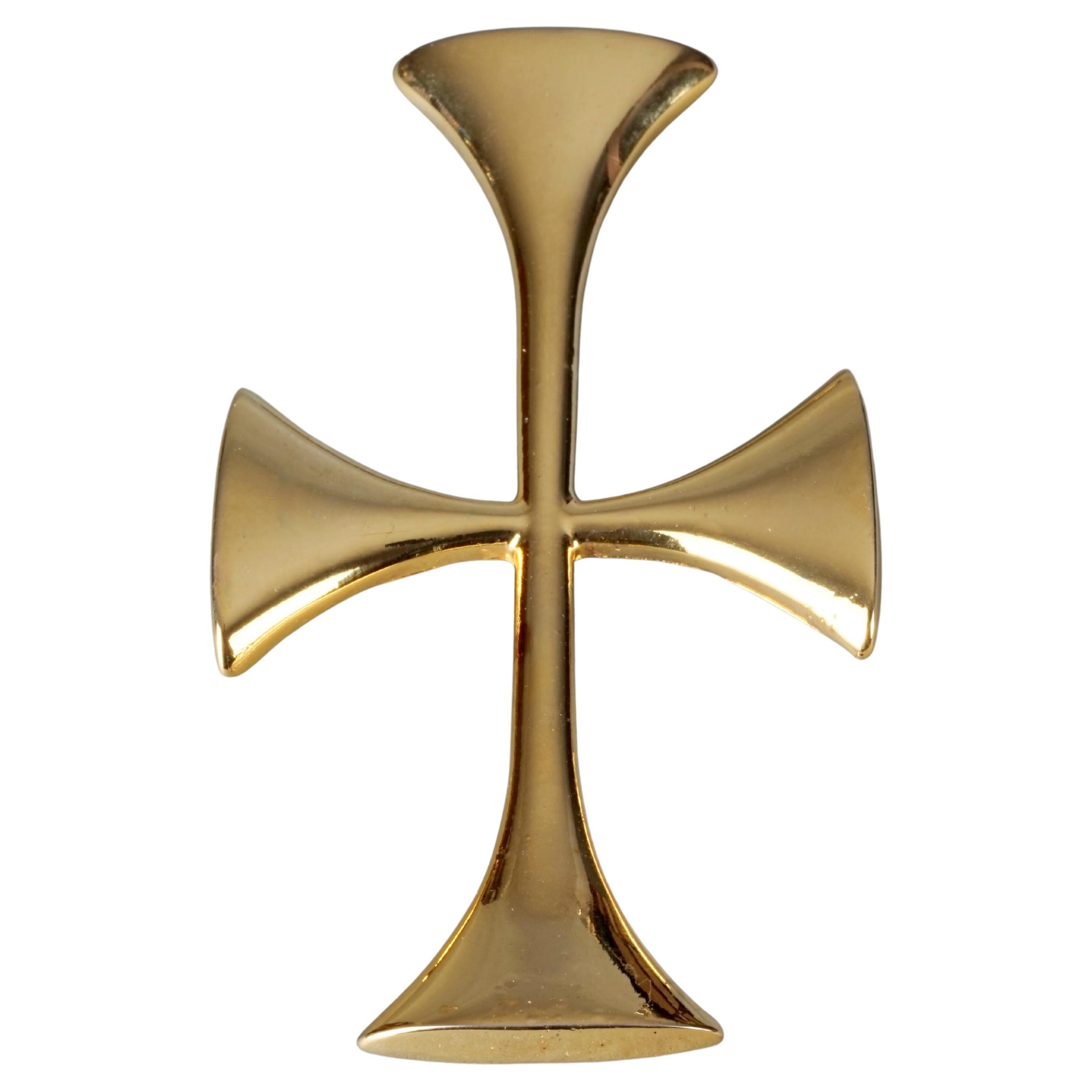 Vintage MOSCHINO Templar Cross Novelty Brooch For Sale