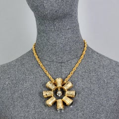 Vintage MOSCHINO Thimble Cabochon Round Pendant Chain Novelty Necklace