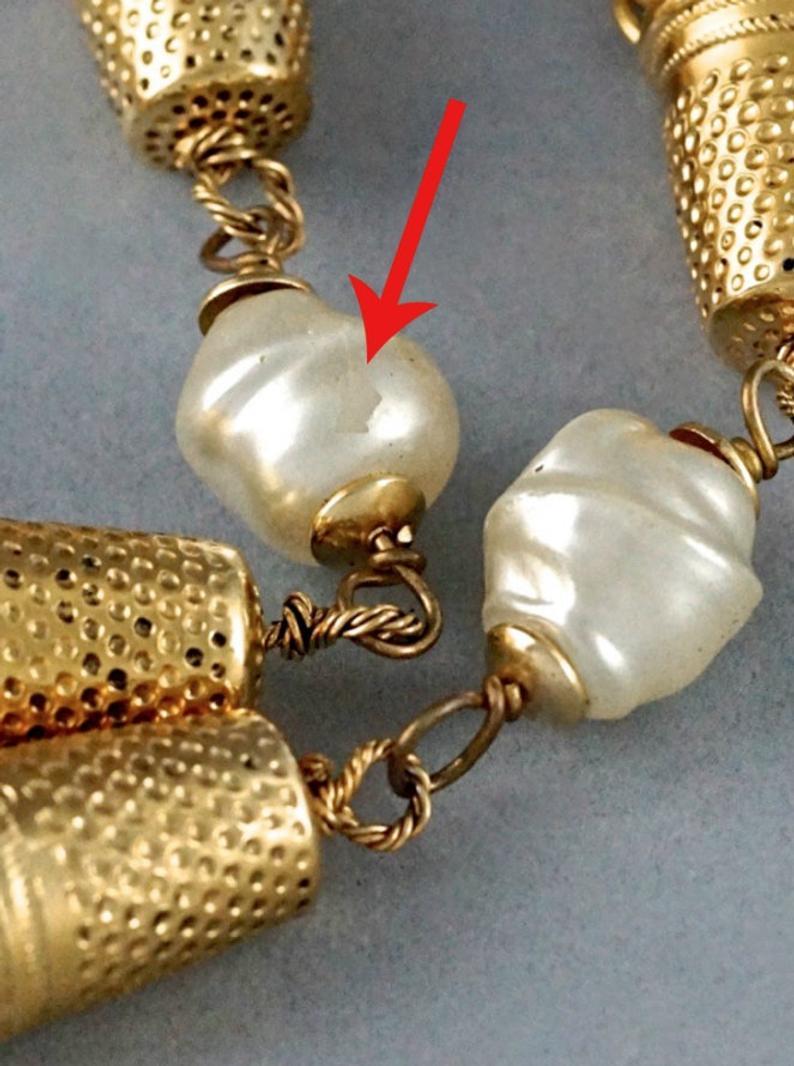 Vintage MOSCHINO Thimble Cross Cascading Tassel Fringe Chain Necklace 6