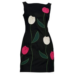 Vintage MOSCHINO Tulip Flower Pockets Novelty Dress