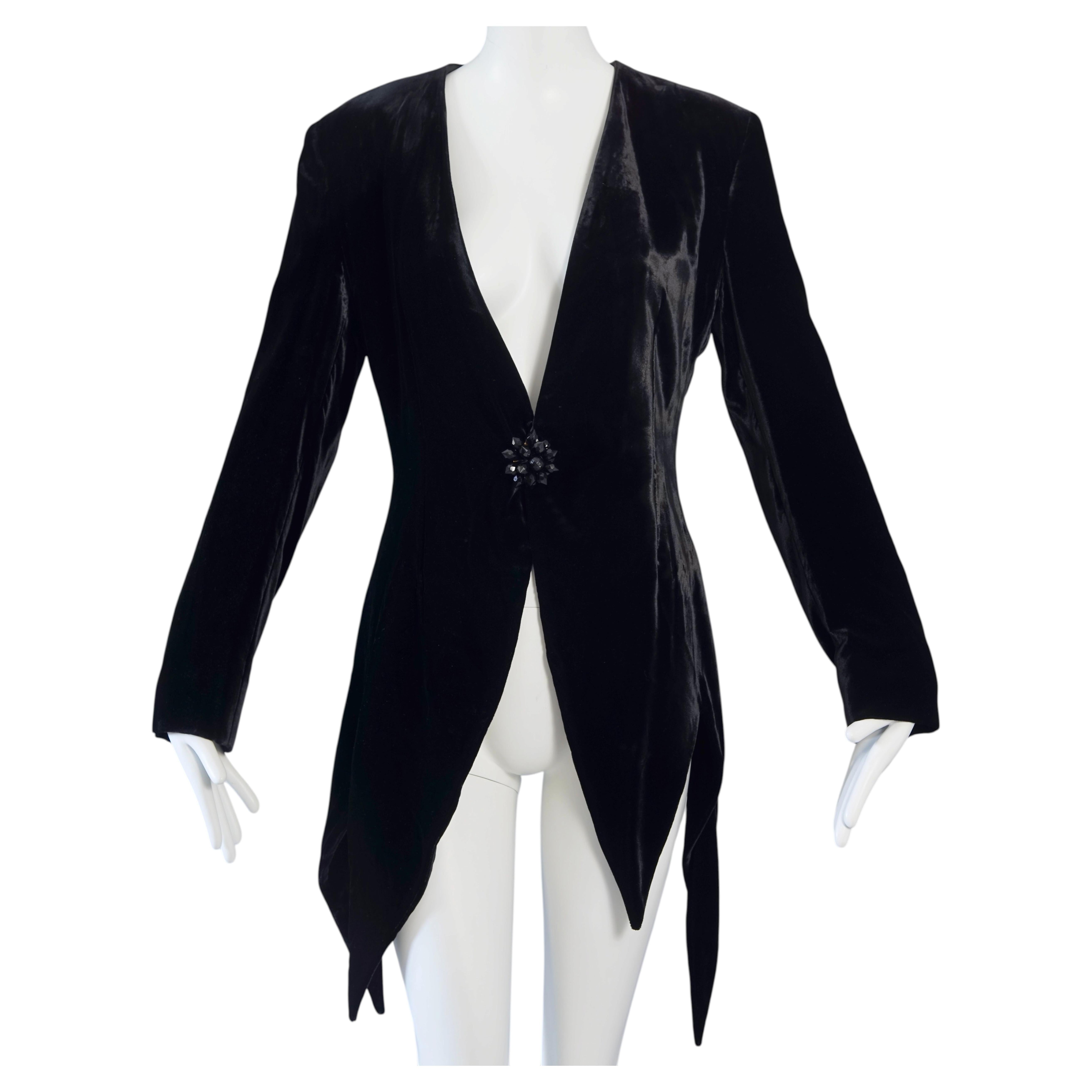 Vintage MOSCHINO "WHICH WITCH" Black Velvet Blazer Jacket