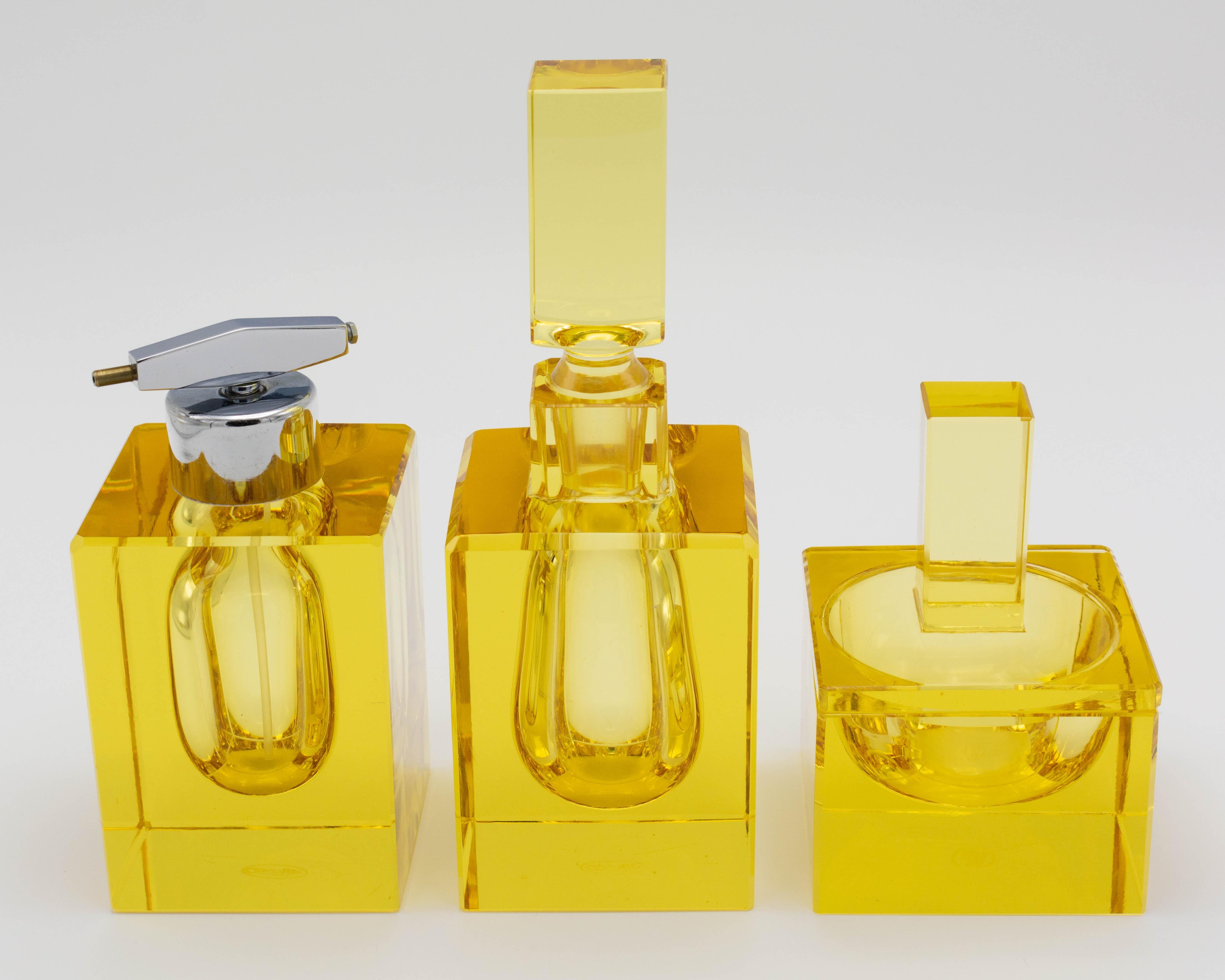 Moser 3-teiliges Parfüm-Schminktisch-Set aus Glas (Art déco) im Angebot