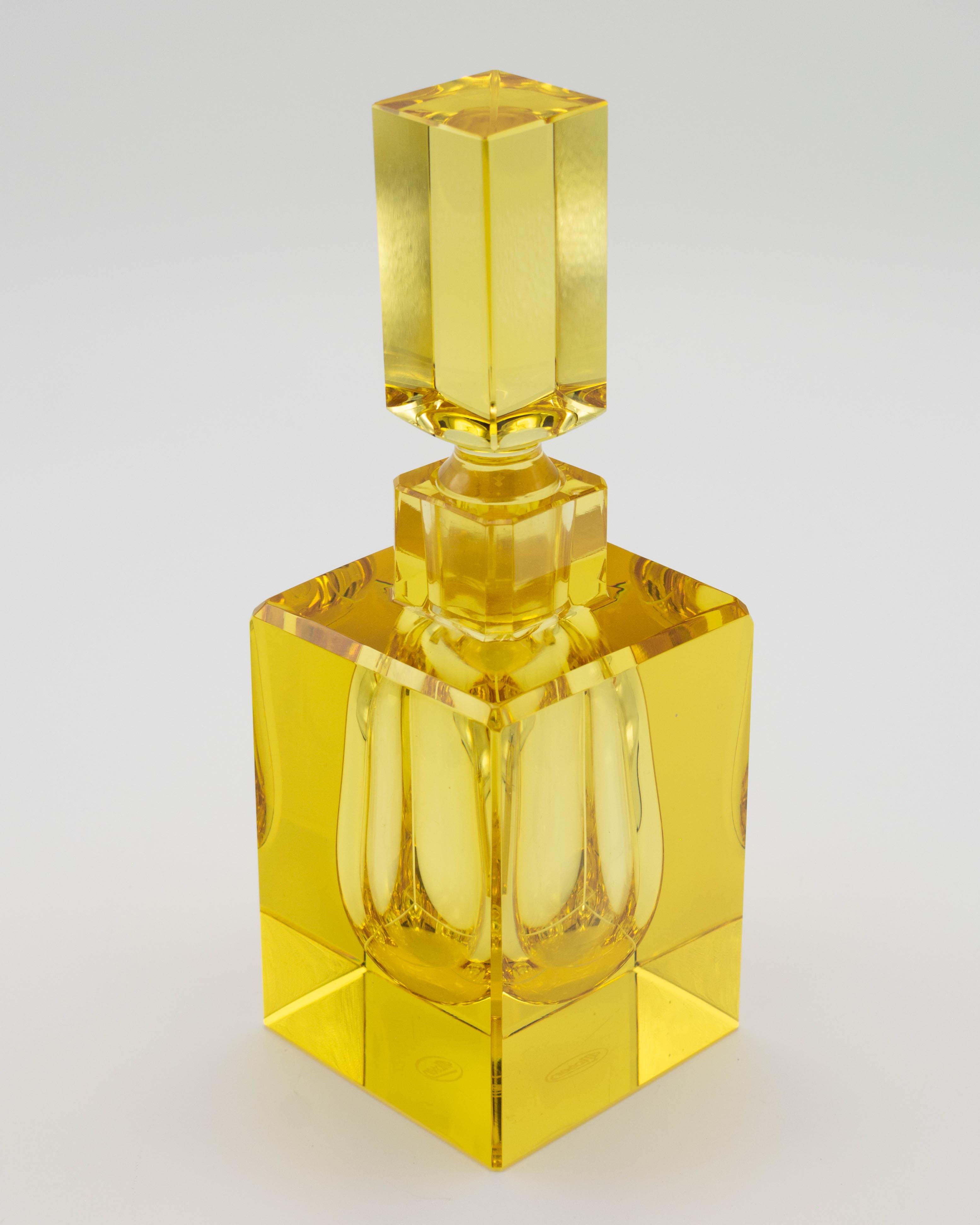 Czech Vintage Moser 3 Piece Glass Perfume Vanity Set For Sale