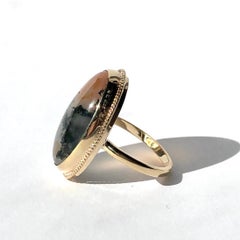 Vintage Moss Agate and 9 Carat Gold Ring