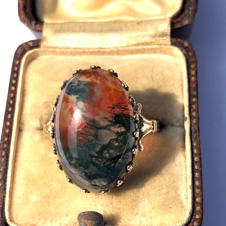 Vintage Moss Agate and 9 Carat Gold Ring at 1stDibs | vintage moss ...