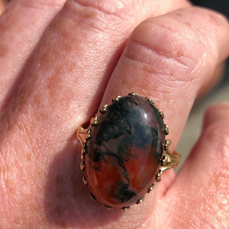 Vintage Moss Agate and 9 Carat Gold Ring at 1stDibs | vintage moss