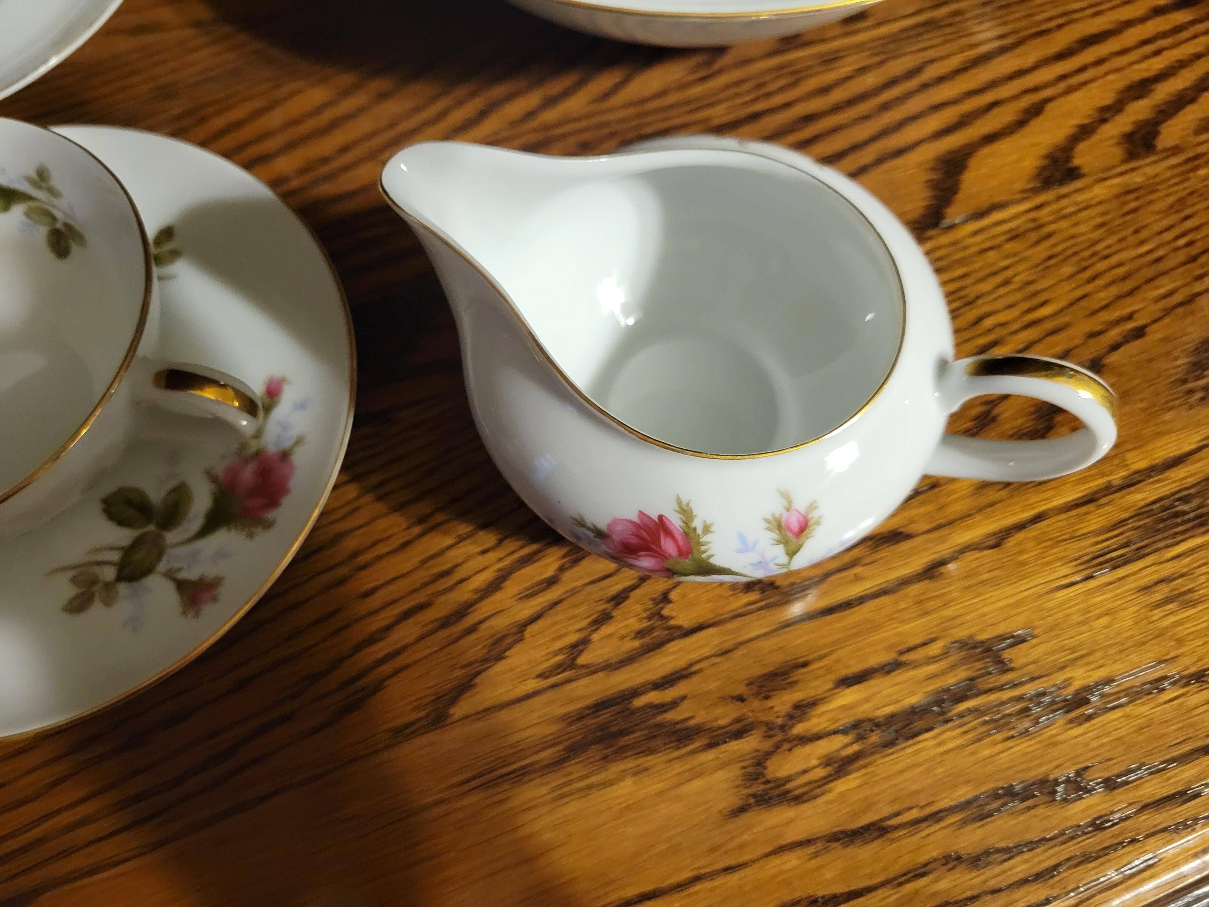 Vintage Moss Rose by Japan Fine China Tea Set - 15 Pieces plus 13 Replacements For Sale 4