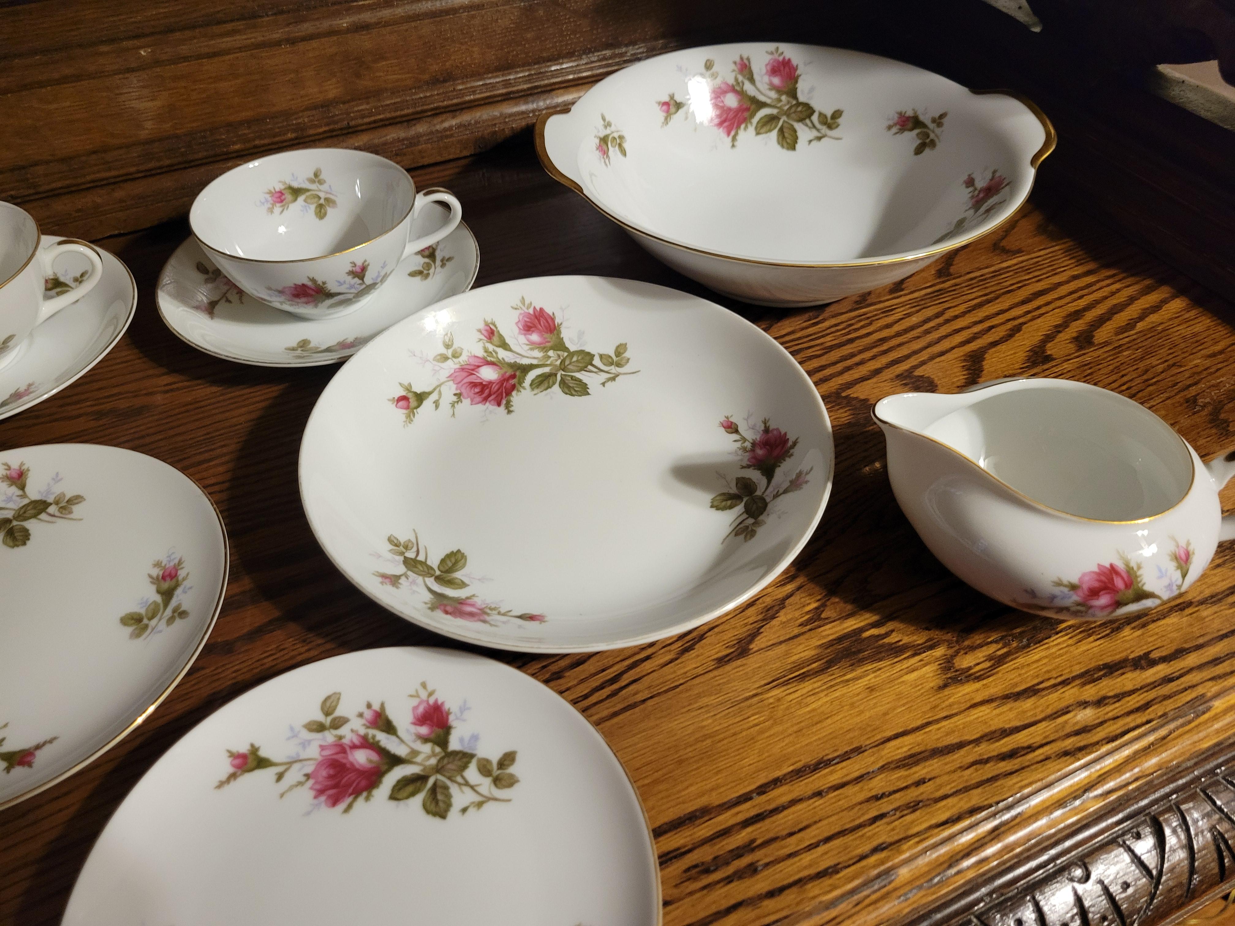 Vintage Moss Rose by Japan Fine China Tea Set - 15 Pieces plus 13 Replacements For Sale 2