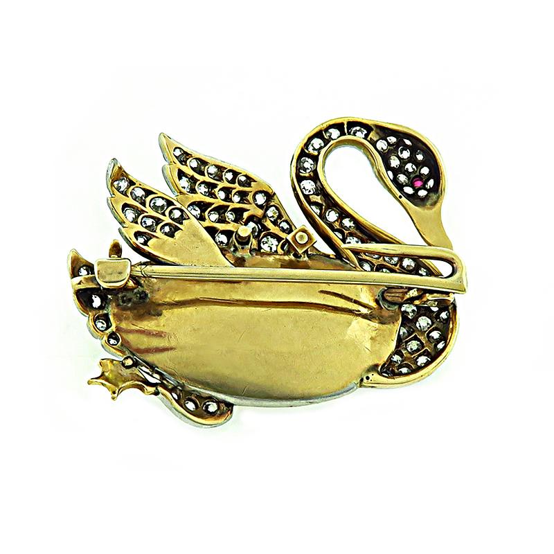 swarovski swan pin