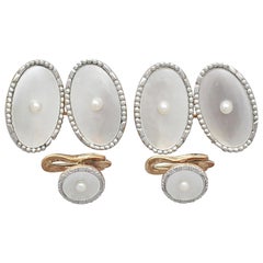 Vintage Yin Yang Mother Of Pearl And Yellow Gold Cufflinks For Pearl And Yellow Gold Cufflinks