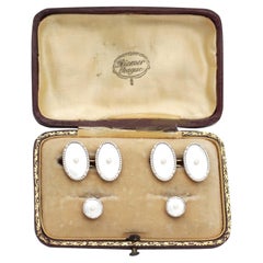 Vintage Mother of Pearl and Pearl Gold Gents Cocktail Set