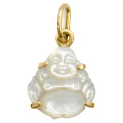 Retro 14K Gold Mother of Pearl Buddha Charm Pendant