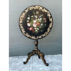 Table à plateau basculant vintage en marqueterie de nacre